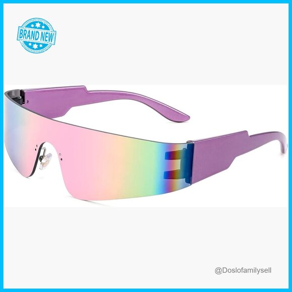Futuristic Visor Sunglasses Rimless One Piece Goggles Punk Style Shield Frame main image 7